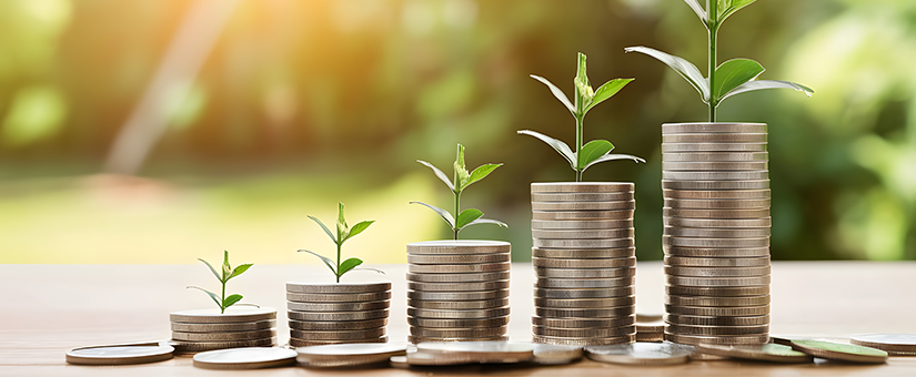 Plants growing out of coins to show the value of investing in talent acquisition